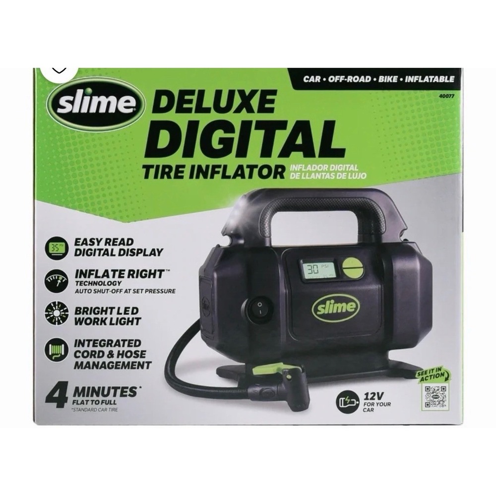 Portable Car Air Compressor, Rugged, Inflate Automatic Shut Off, Digital Display